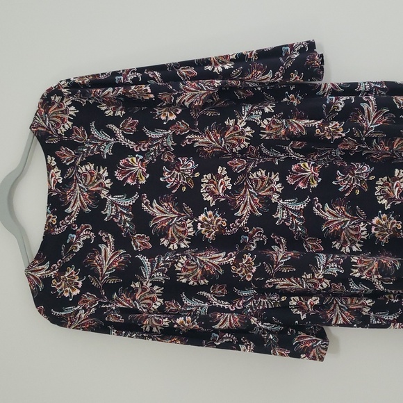 J. Jill Wearever Sheath Dress Large Black Print Knit V-Neck Pleats Casual Office - Picture 8 of 15